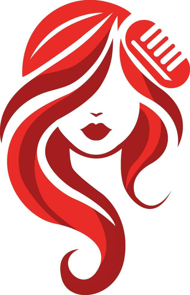 rouge cheveux logo modèle vecteur