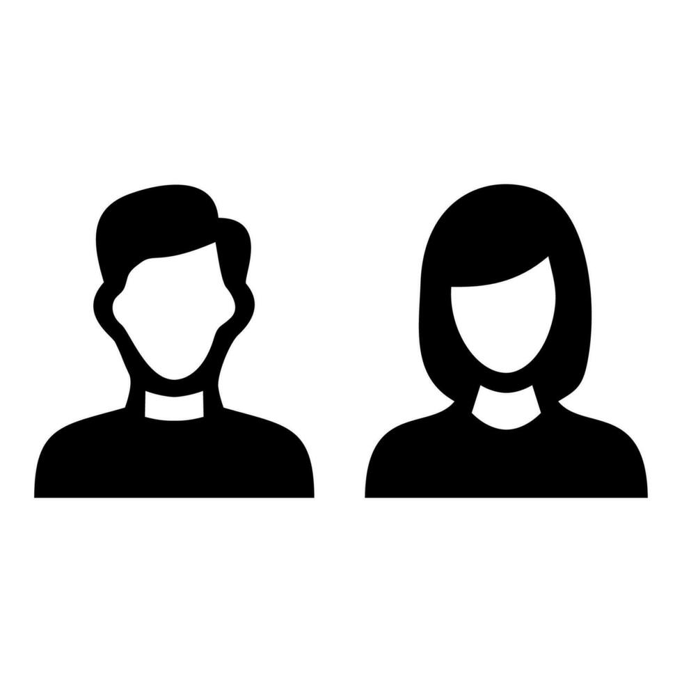 homme et femme avatar icône. Masculin et femelle visage silhouettes. portion comme avatars ou profils pour inconnue ou anonyme personnes. social réseau vecteur illustration