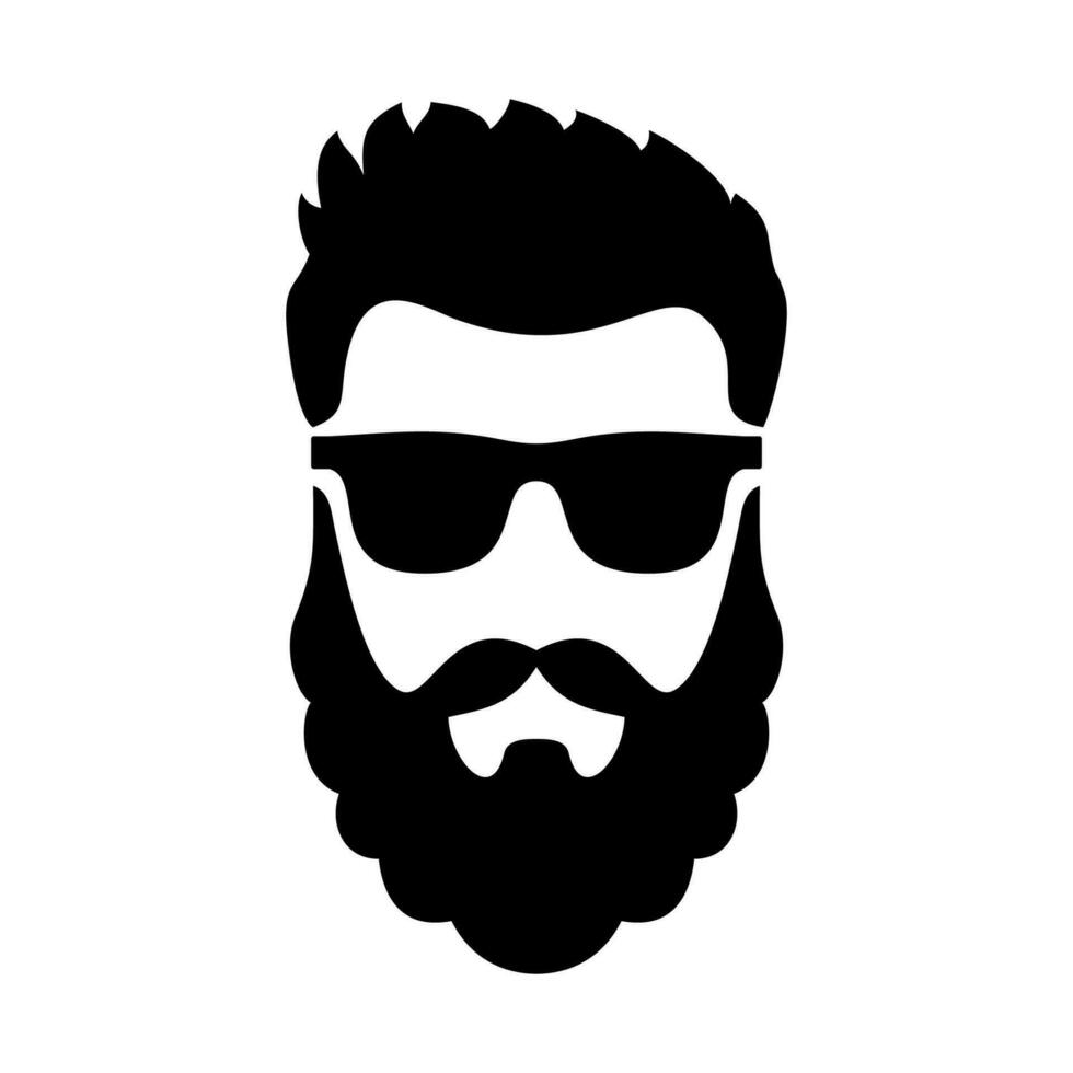 ensemble barbu branché homme visage avec lunettes, coupes de cheveux, moustache, barbe. branché homme avatar, silhouettes, diriger, emblème, icône, étiqueter. coiffeur magasin vecteur illustration