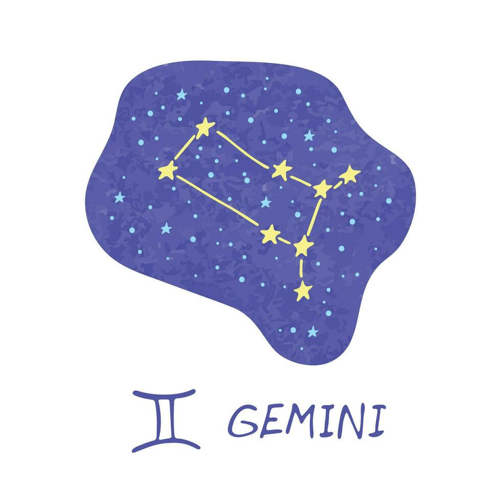 signe du zodiaque gémeaux dessiné à la main symbole ésotérique doodle élément clipart astrologie pour la conception vecteur