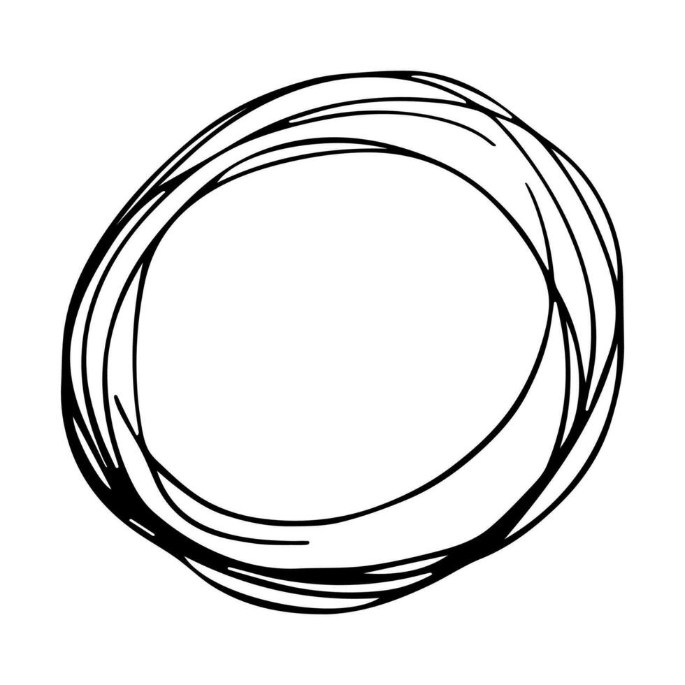 illustration ovale en surbrillance dessinée à la main. clipart de cadre de marqueur. cercle de gribouillis d'encre. élément unique vecteur