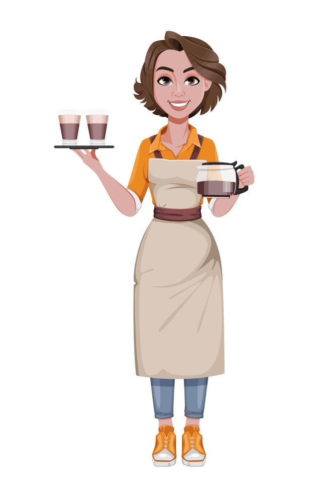 barista servant du café vecteur