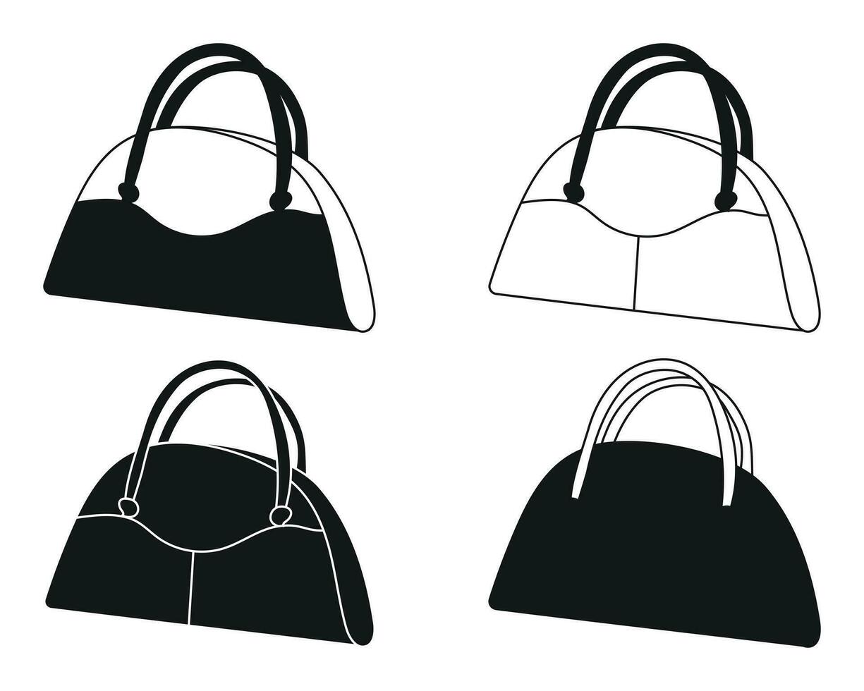 silhouette de une femme sac, Sac à main, bourse, embrayage, bagage, bagages vecteur