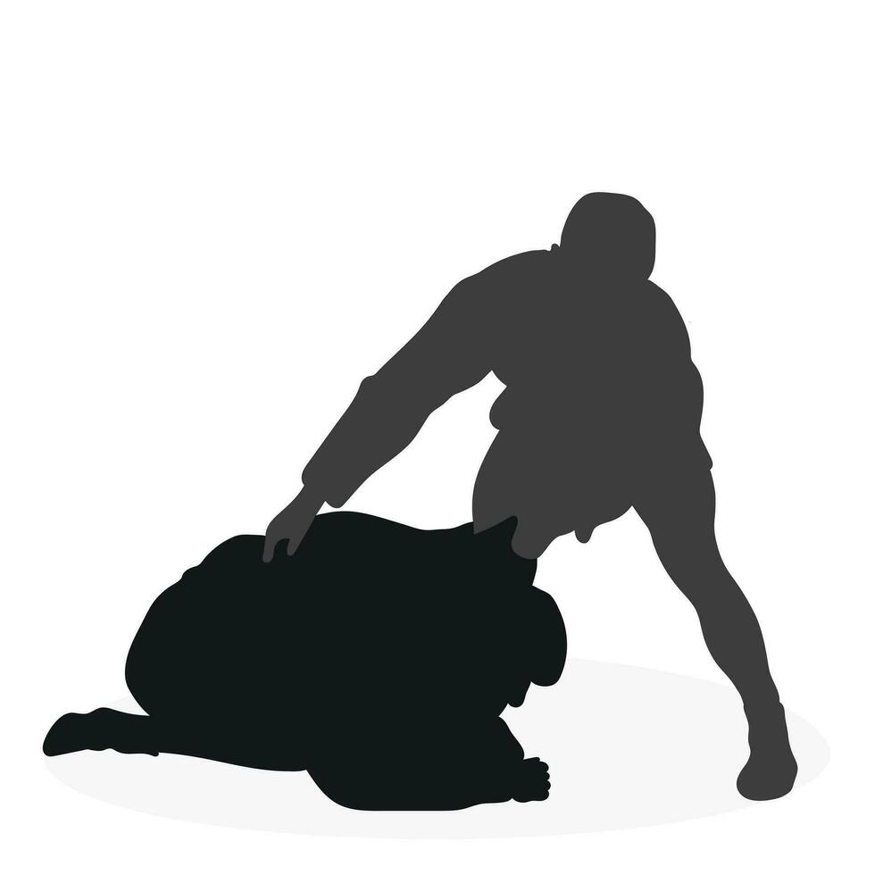 image de silhouettes sambo les athlètes dans sambo lutte, combat sambo, duel, lutte, bagarre à coups de poings, lutte, lutte, bagarre, jiu jitsu. martial art, esprit sportif vecteur