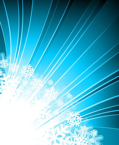 Vector illustration de Noël avec des flocons de neige sur fond bleu.