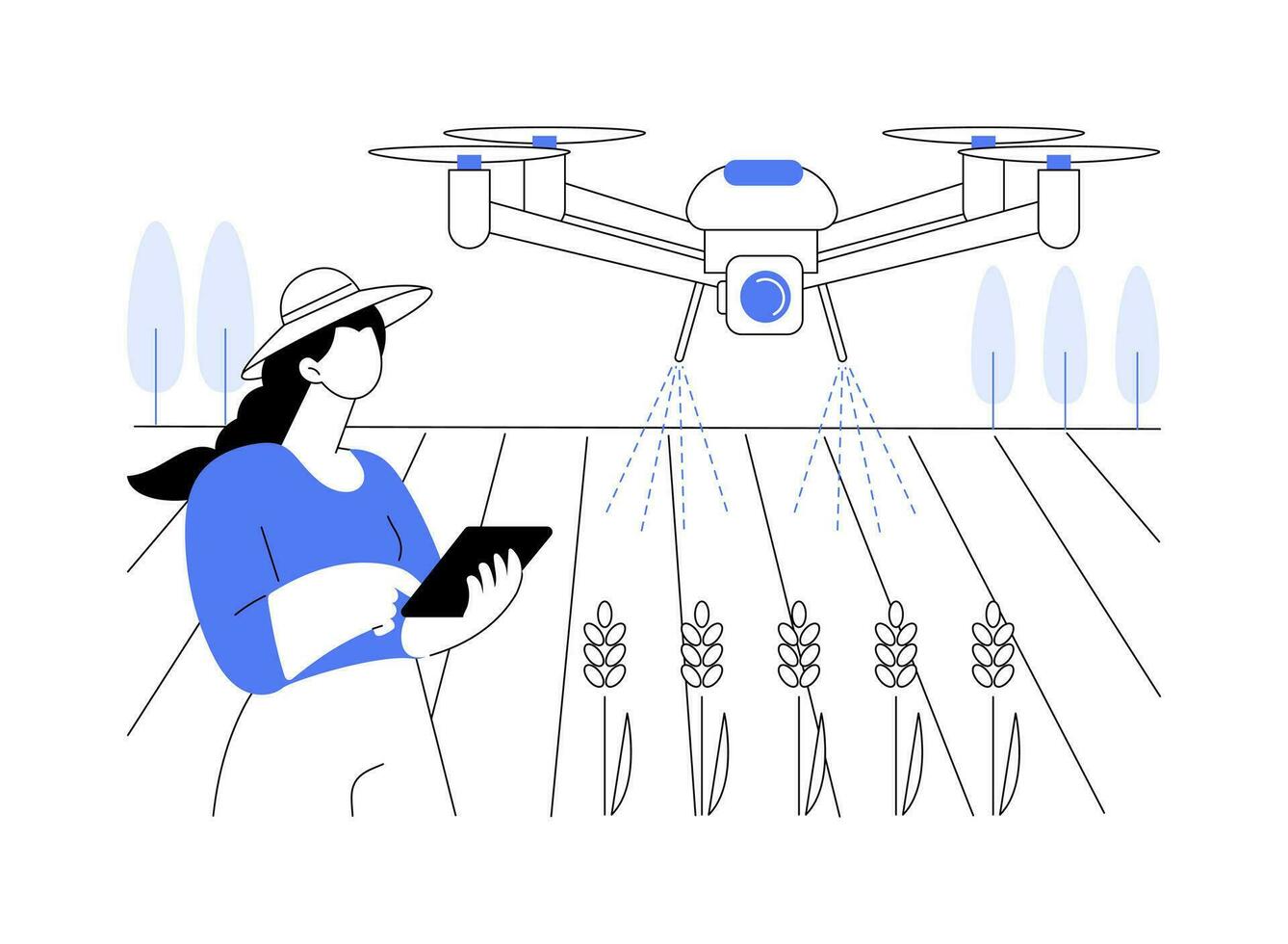 pulvérisation drone abstrait concept vecteur illustration.