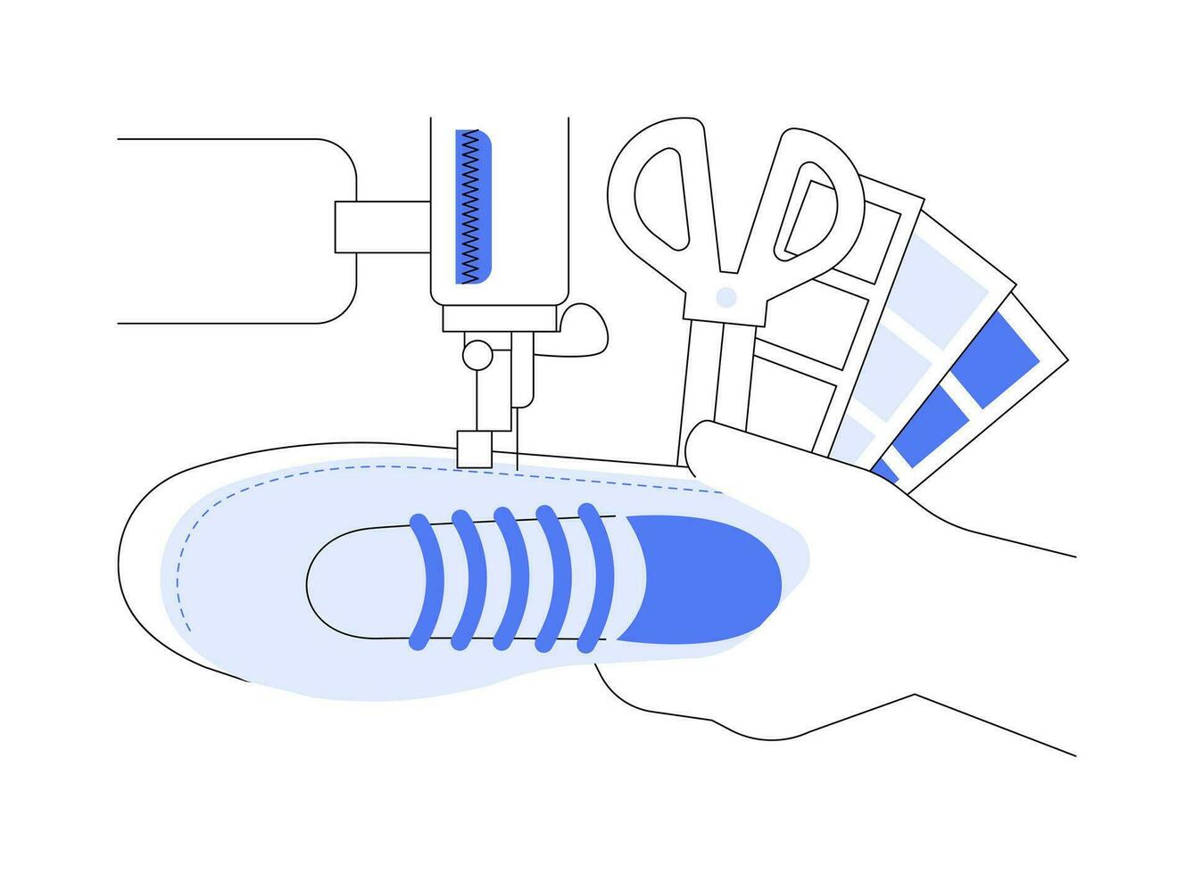 chaussure couture abstrait concept vecteur illustration.