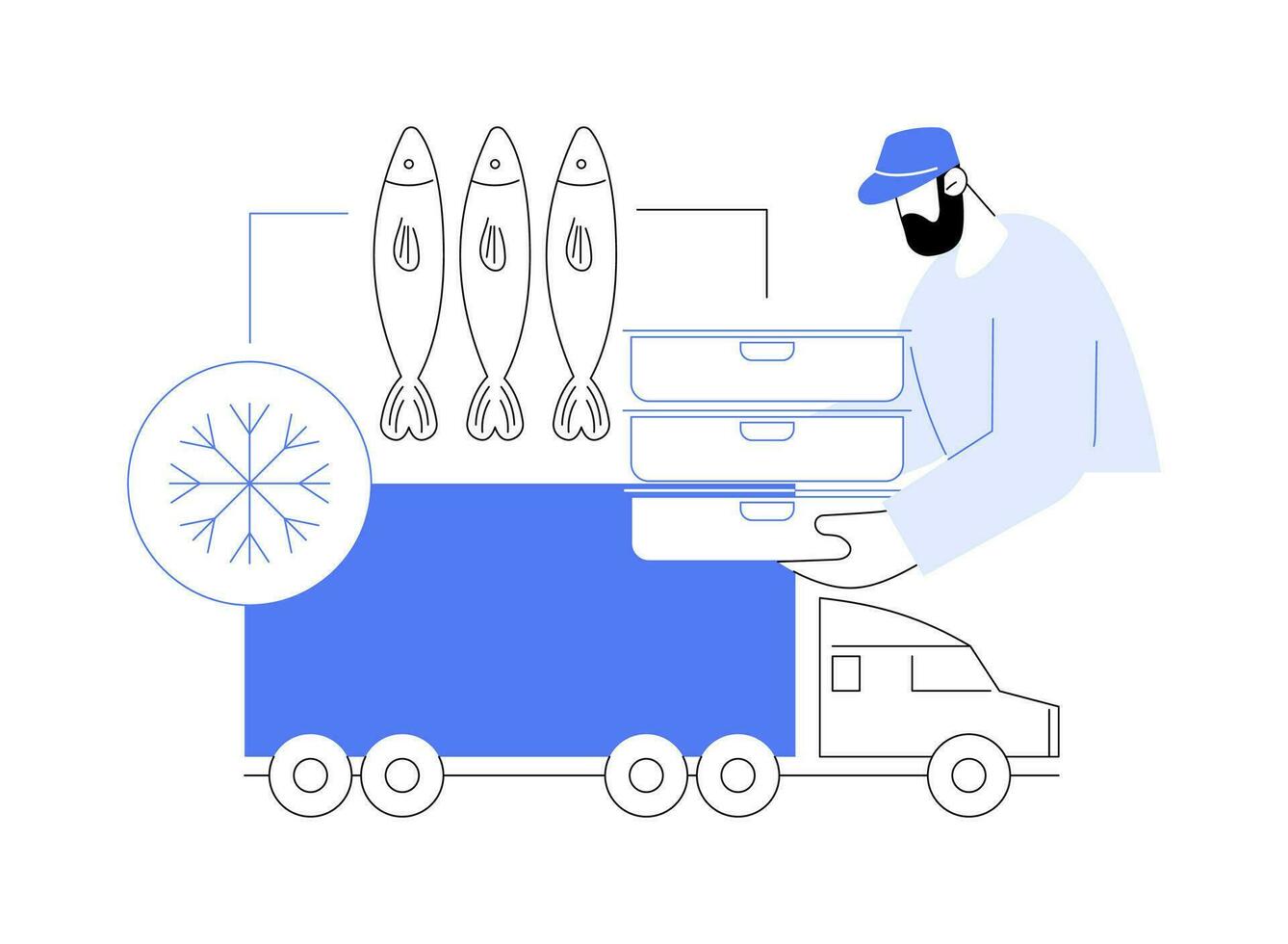 réfrigérateur un camion abstrait concept vecteur illustration.