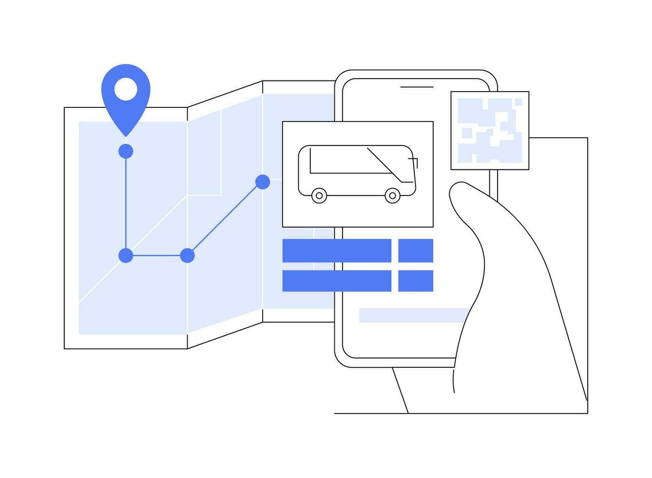 intelligent autobus app isolé dessin animé vecteur illustrations.