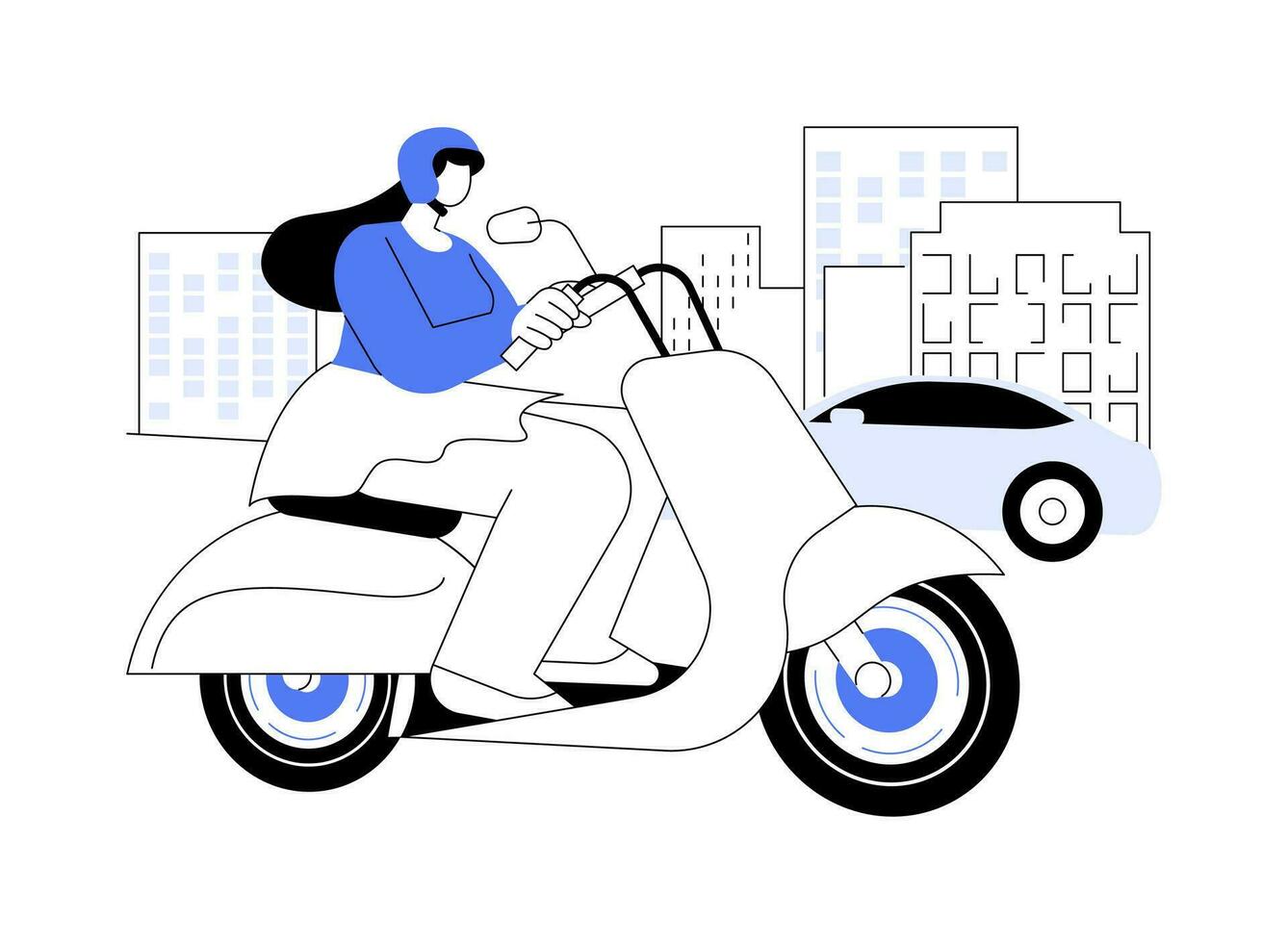 scooter ville balade abstrait concept vecteur illustration.