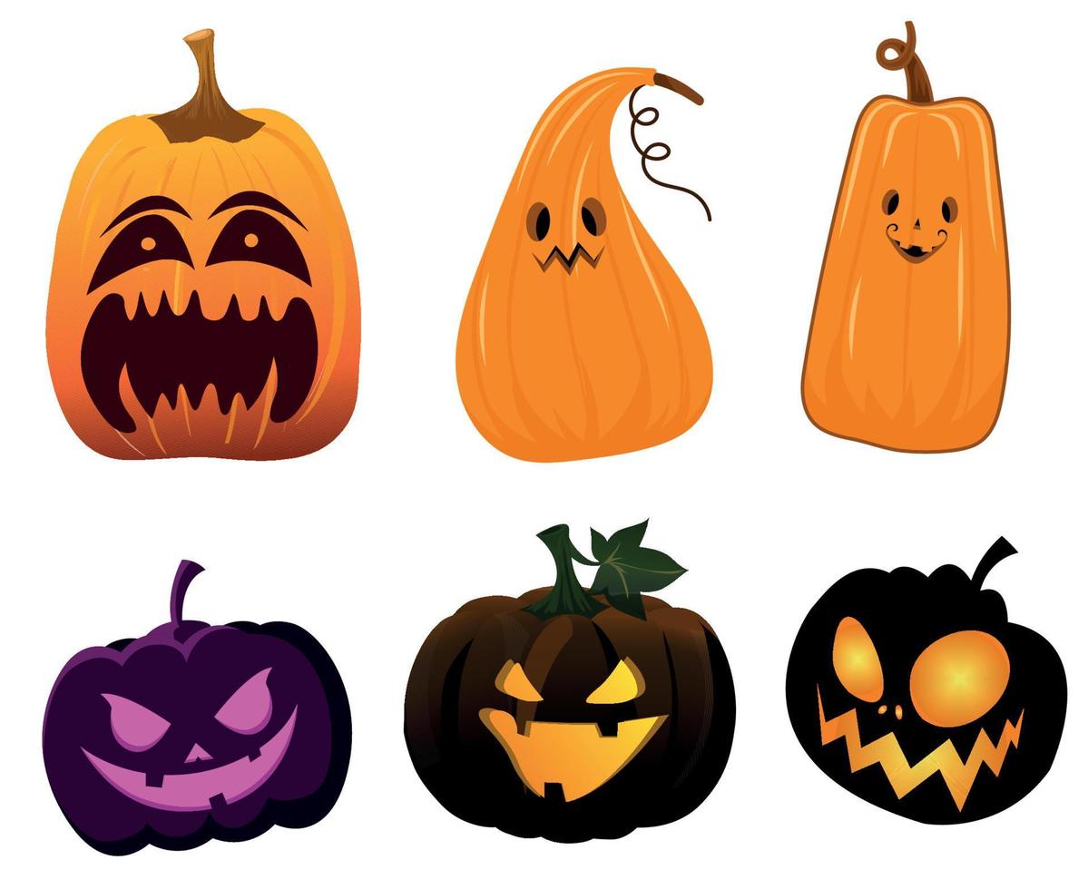 citrouille halloween objets signes symboles vector illustration résumé avec fond blanc