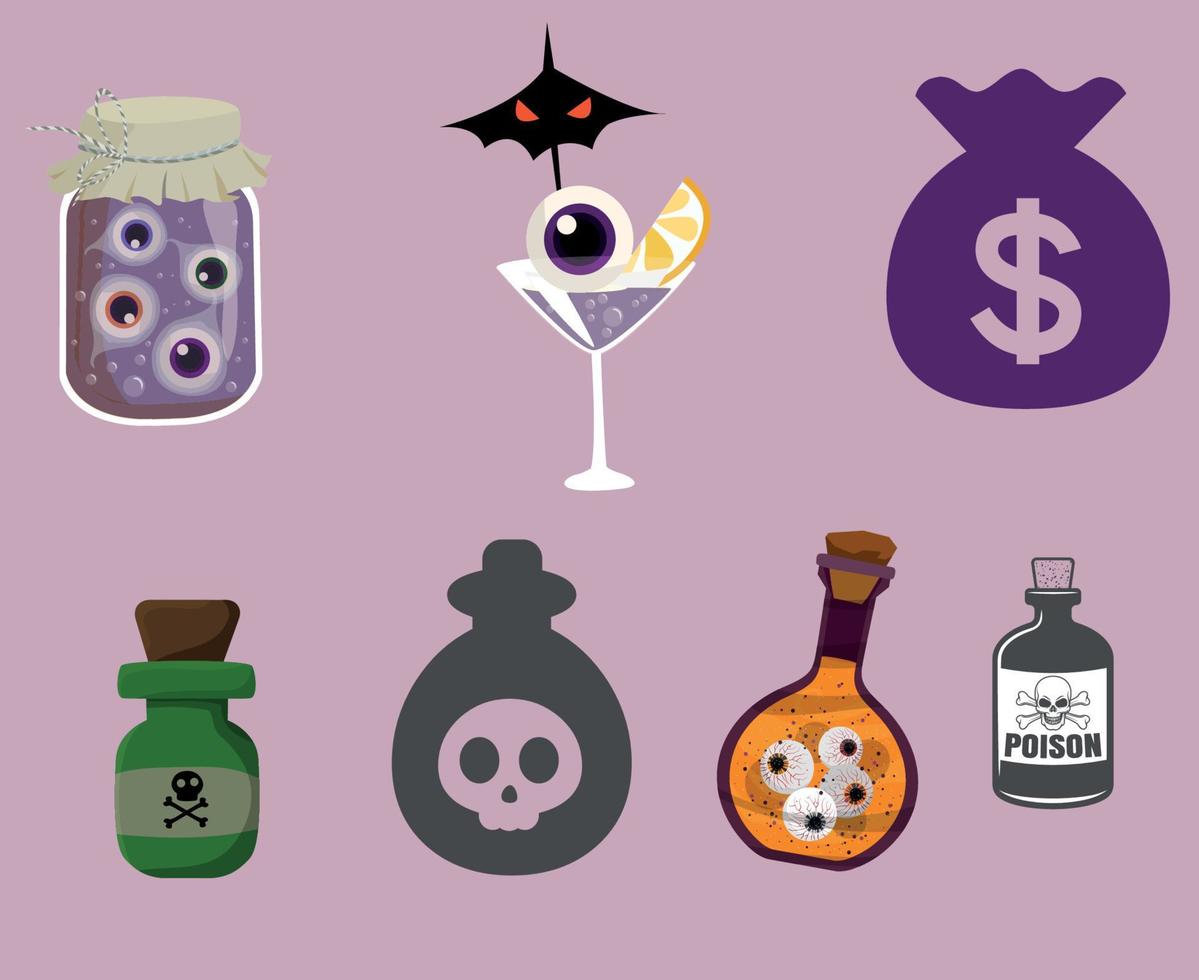Pots objets signes symboles vector illustration résumé avec fond violet