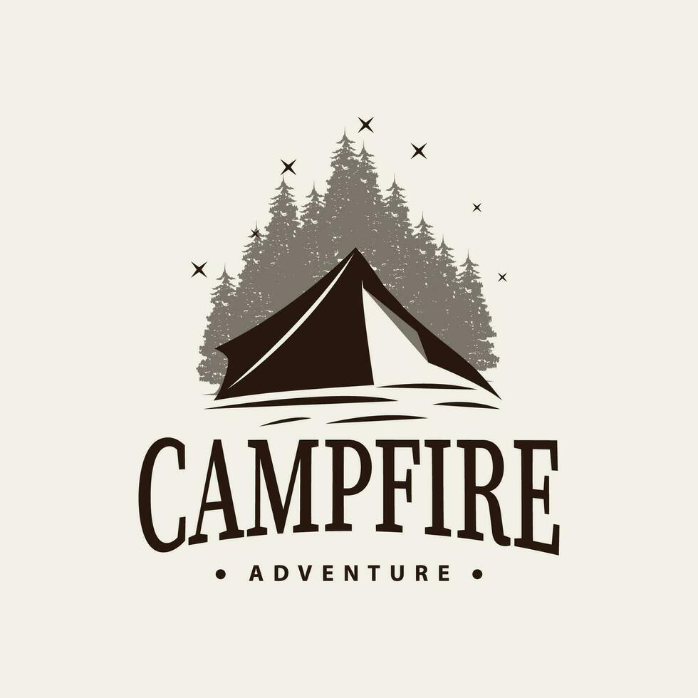 camping logo sauvage forêt conception Extérieur aventure illustration de des arbres et Facile tente vecteur