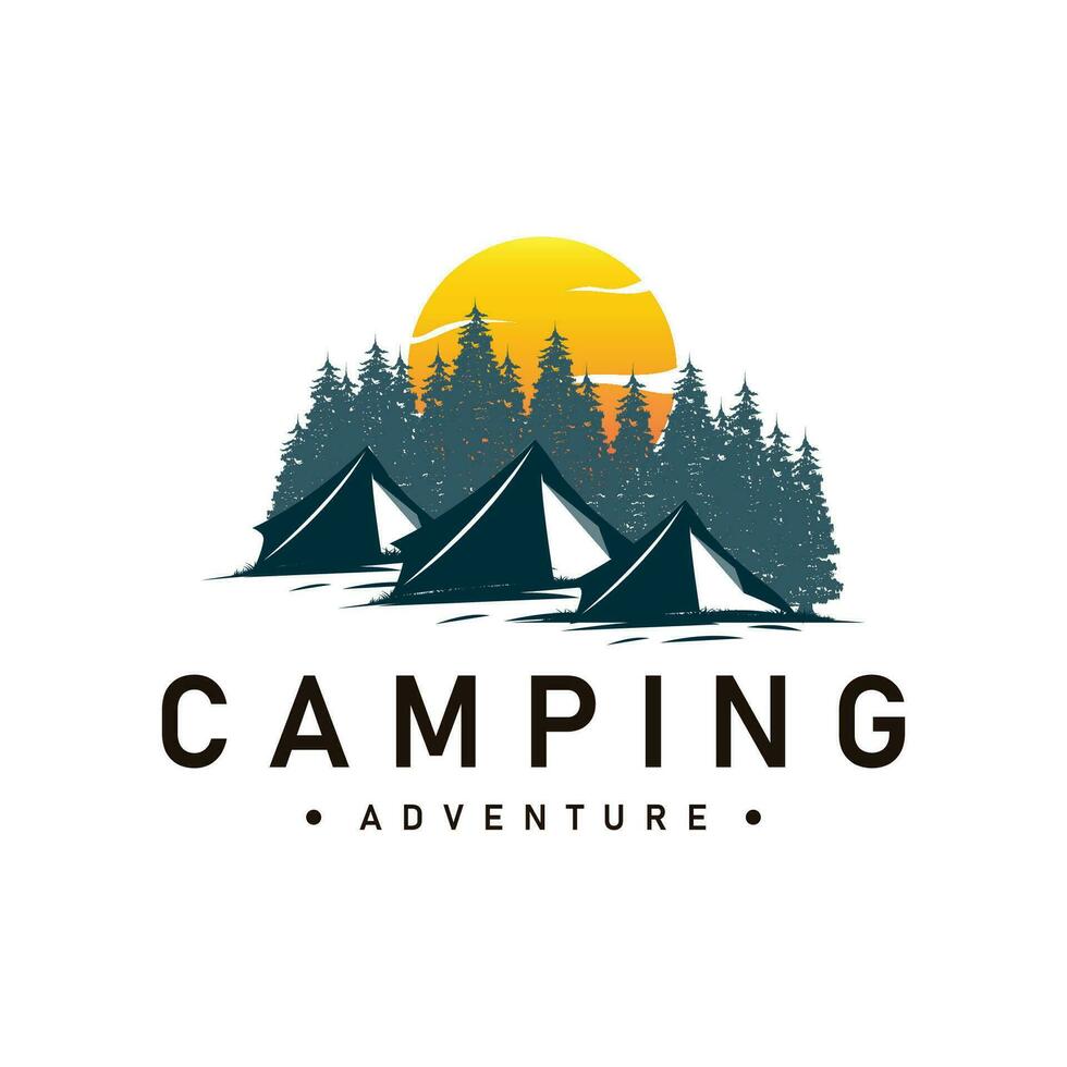 camping logo sauvage forêt conception Extérieur aventure illustration de des arbres et Facile tente vecteur