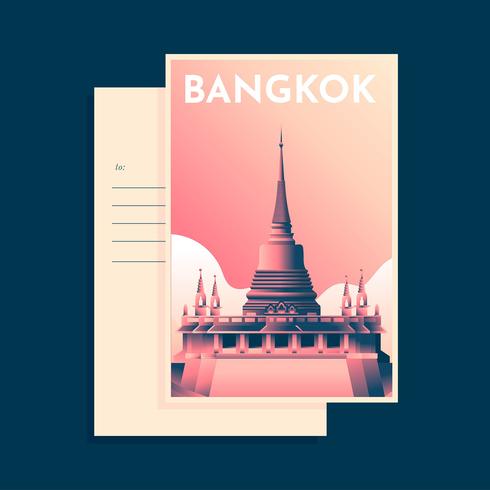 Modèle de Carte postale de temple de bangkok vecteur