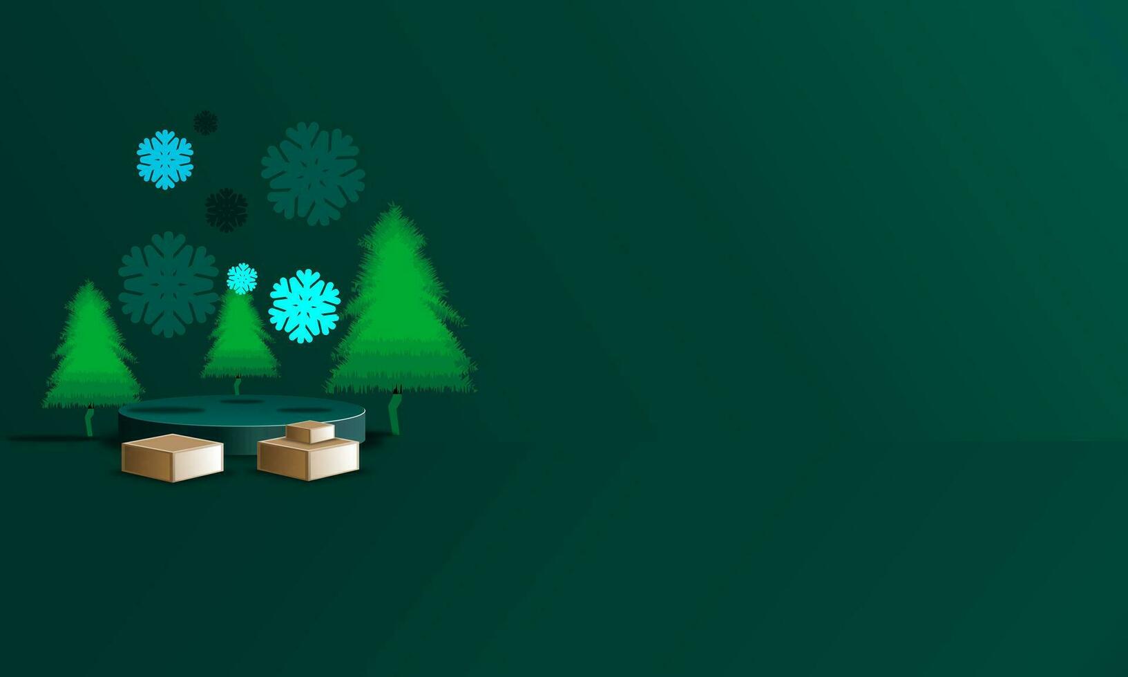 Noël arbre et flocons de neige sur une vert Contexte Nouveau an. 3d le rendu vecteur