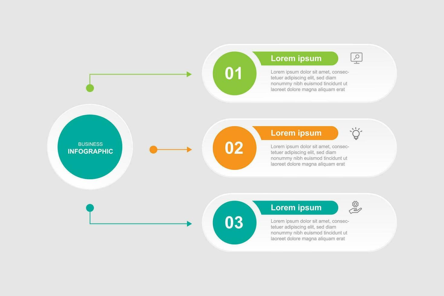 affaires modèle infographie avec 3 étape processus ou option vecteur