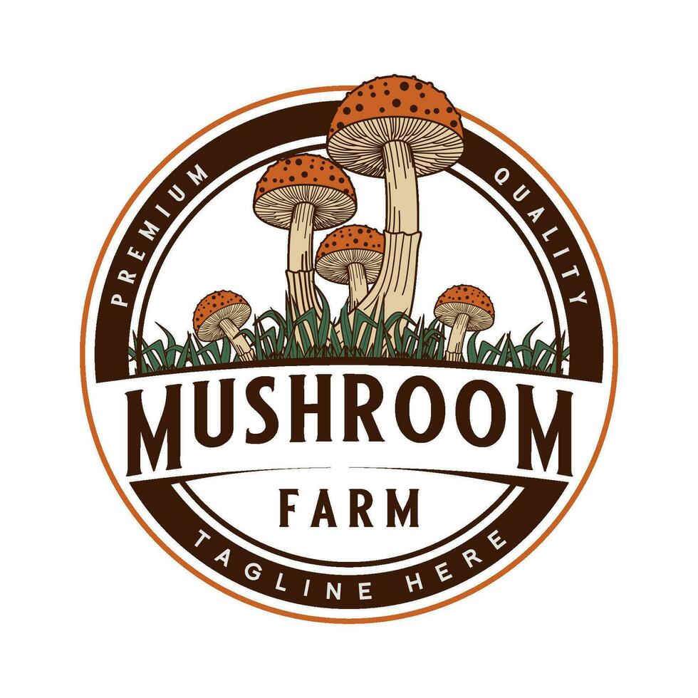 champignon vecteur logo. champignon agriculteur conception, traitement, cultivation et champignon entreprise.