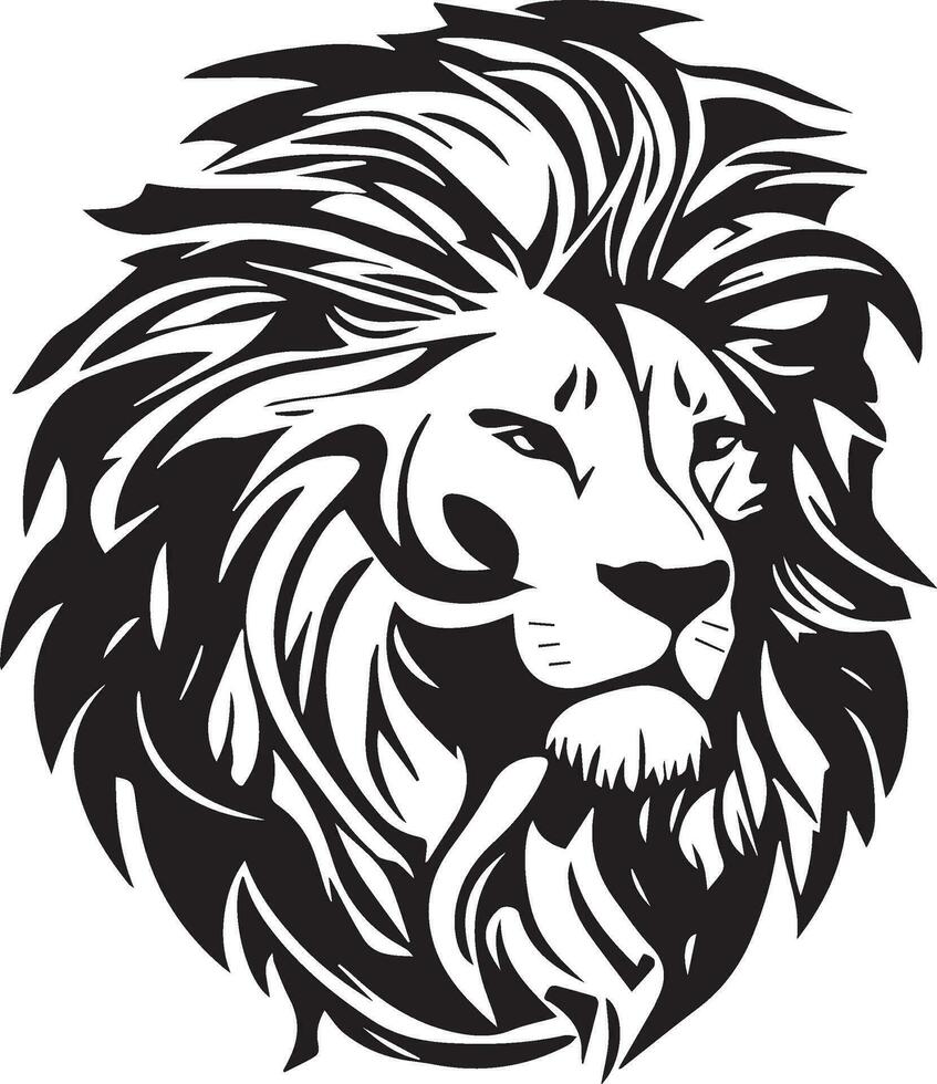 Lion Facile mascotte logo conception illustration, noir et blanc vecteur