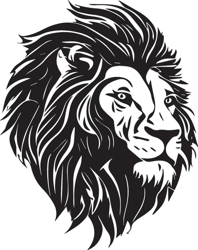 Lion Facile mascotte logo conception illustration, noir et blanc vecteur