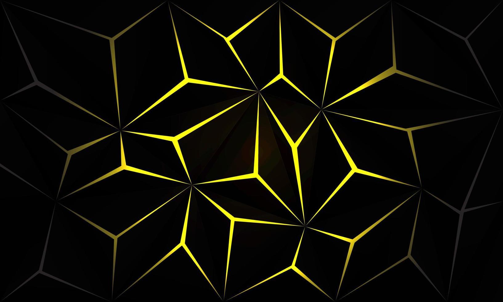 abstrait noir métallique polygone jaune lumière futuriste technologie design fond vecteur