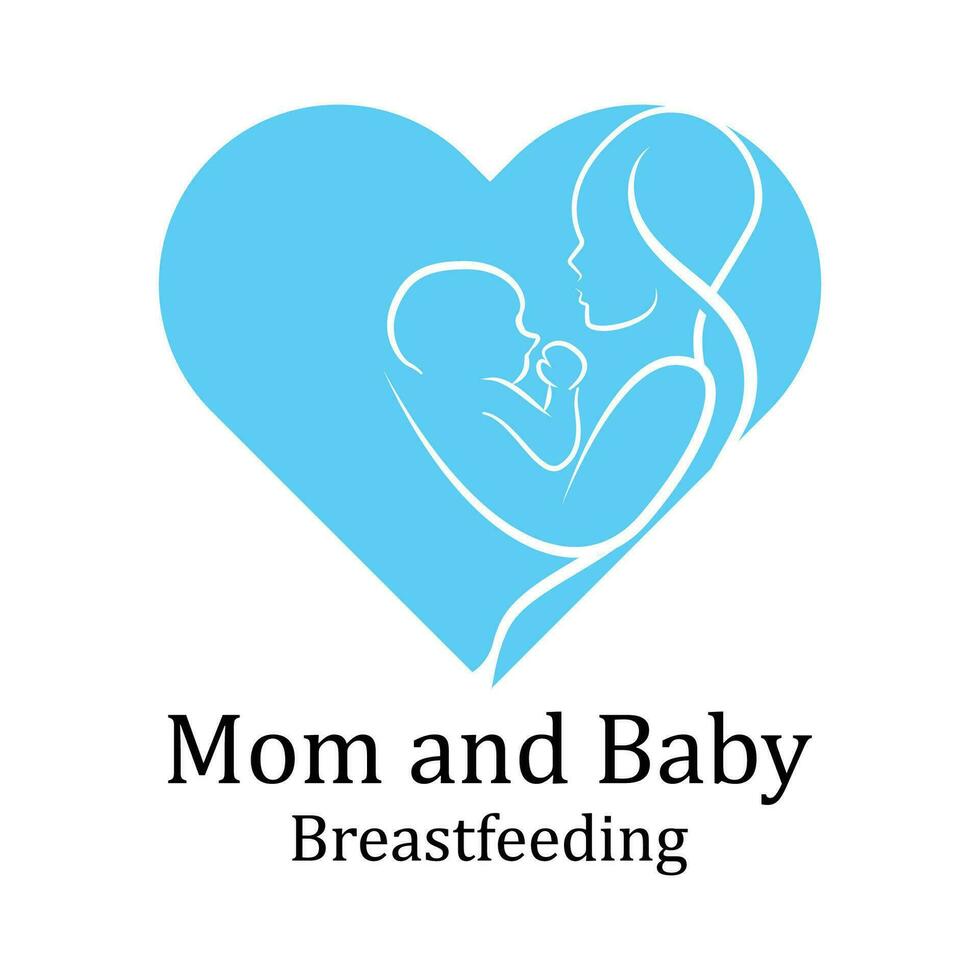 beauté infirmière en lactation maman bébé, maman mère allaitement maternel lactation logo illustration vecteur