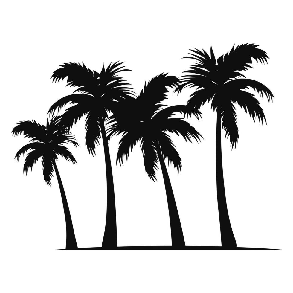 tropical paume des arbres vecteur silhouette gratuit