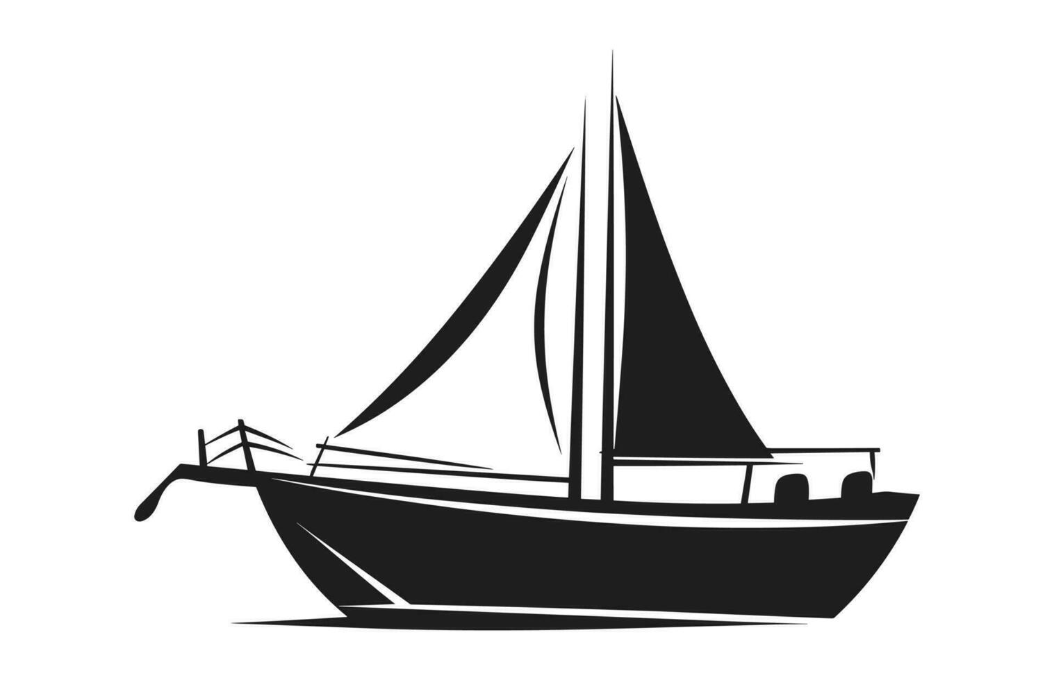 une voilier vecteur silhouette isolé sur une blanc arrière-plan, voile bateau noir forme clipart