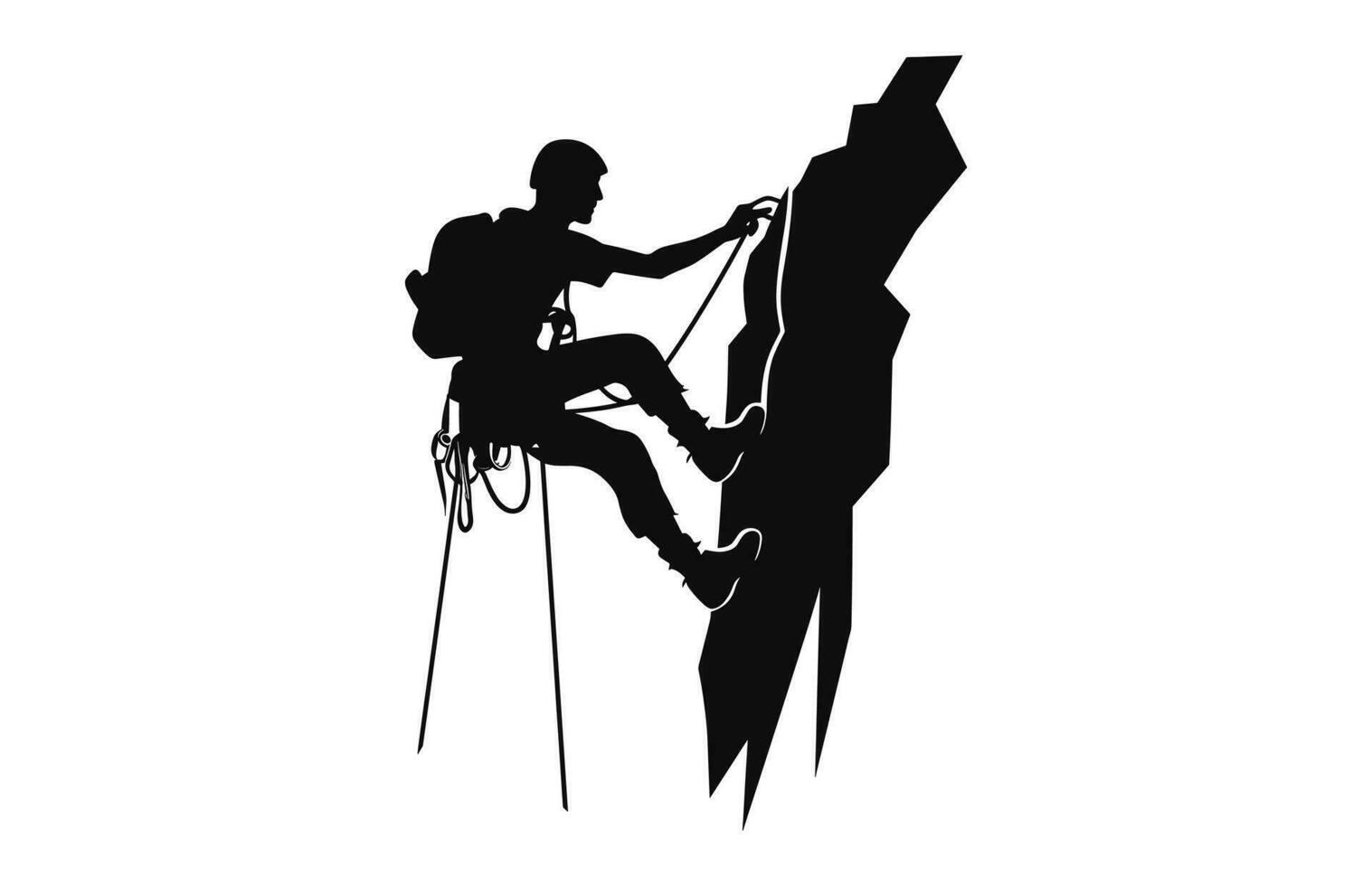 alpiniste grimpeur vecteur silhouette isolé sur une blanc Contexte