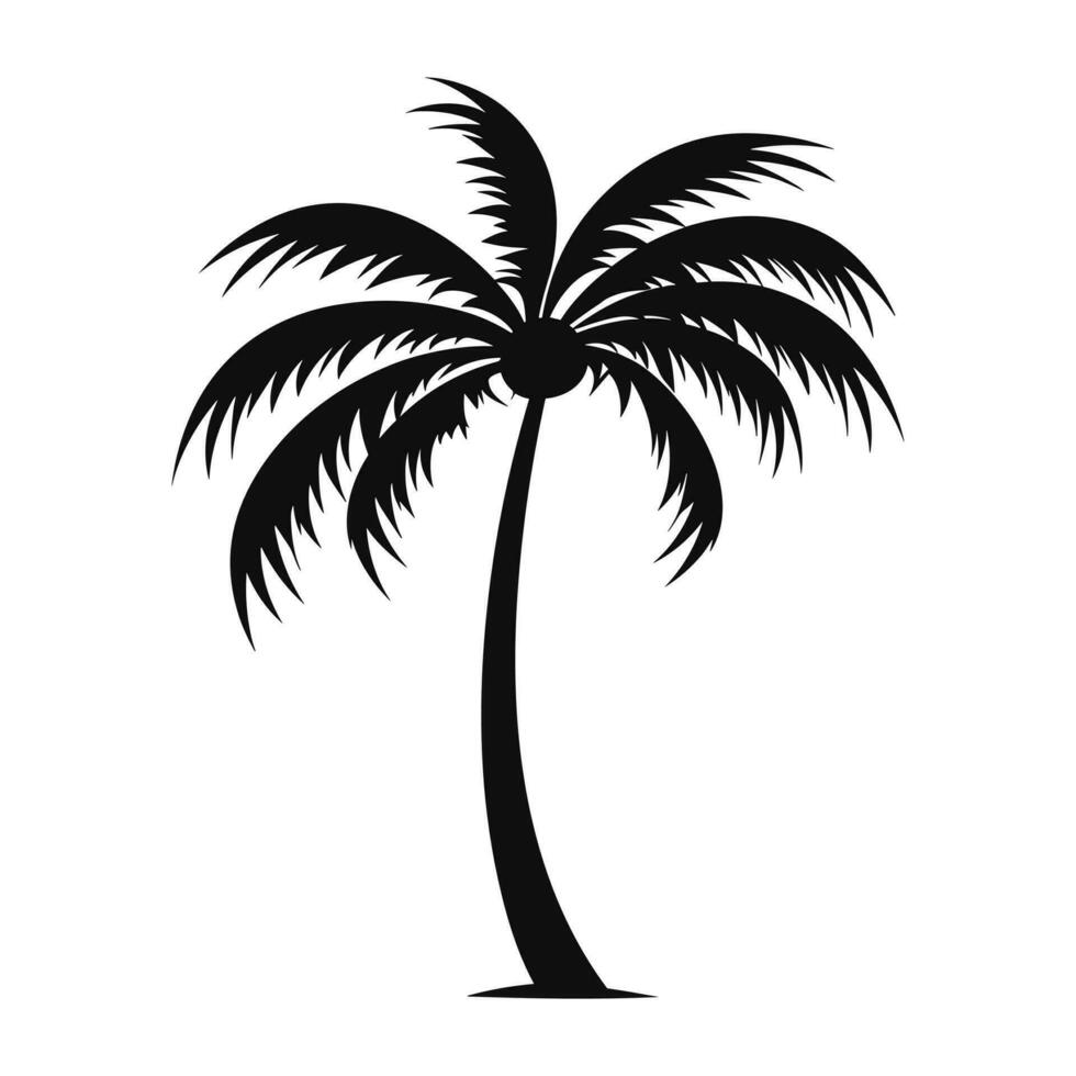 une tropical paume arbre silhouette vecteur isolé sur une blanc Contexte