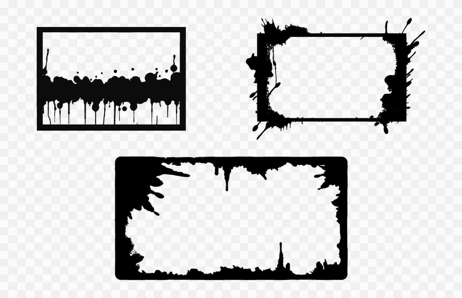 peindre éclabousser Cadre vecteur silhouette ensemble, abstrait encre éclaboussure frontière vecteur paquet