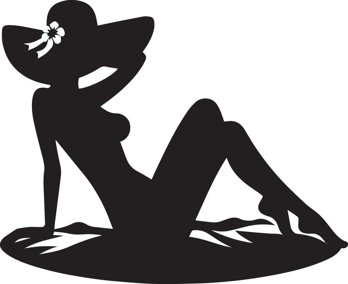 femme Soleil une baignoire vecteur silhouette 2