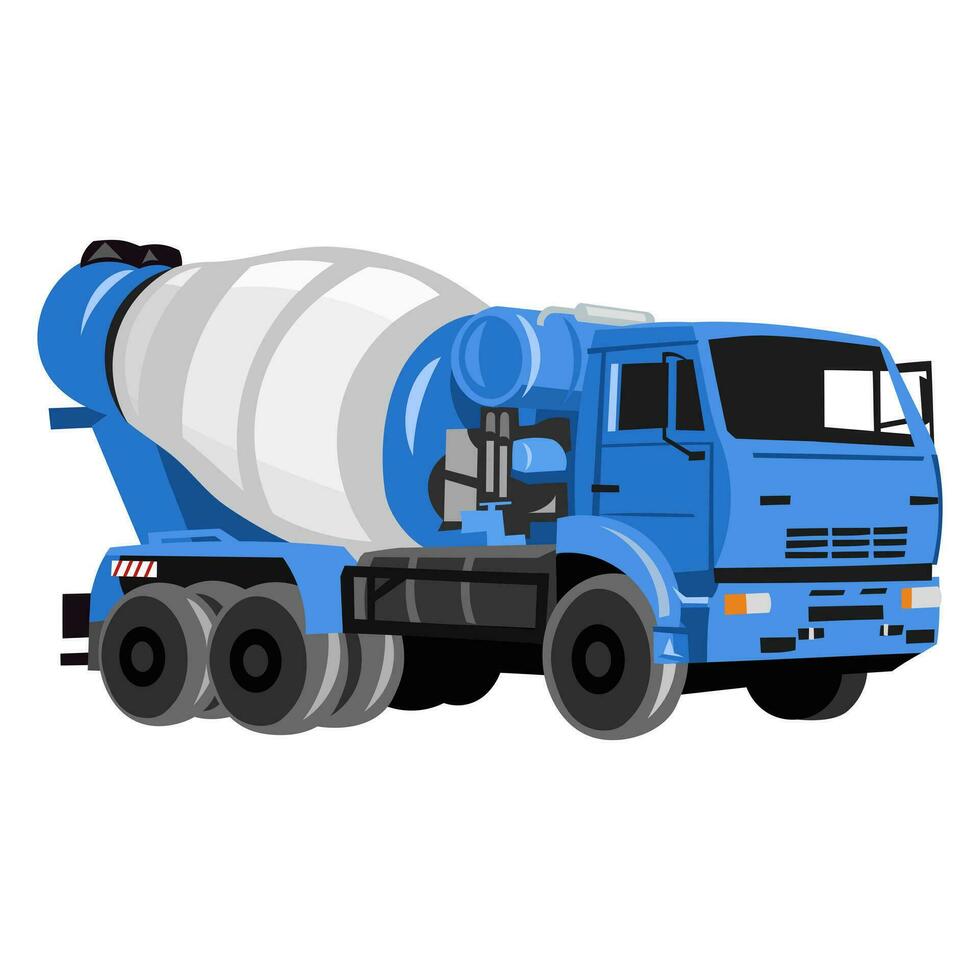 bleu béton mixer machine, béton un camion vecteur image sur blanc Contexte. construction camions collection