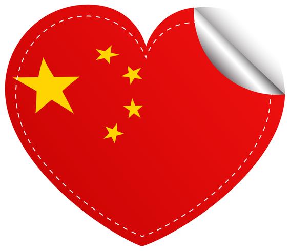 Conception d&#39;icône de drapeau pour la Chine en forme de coeur vecteur
