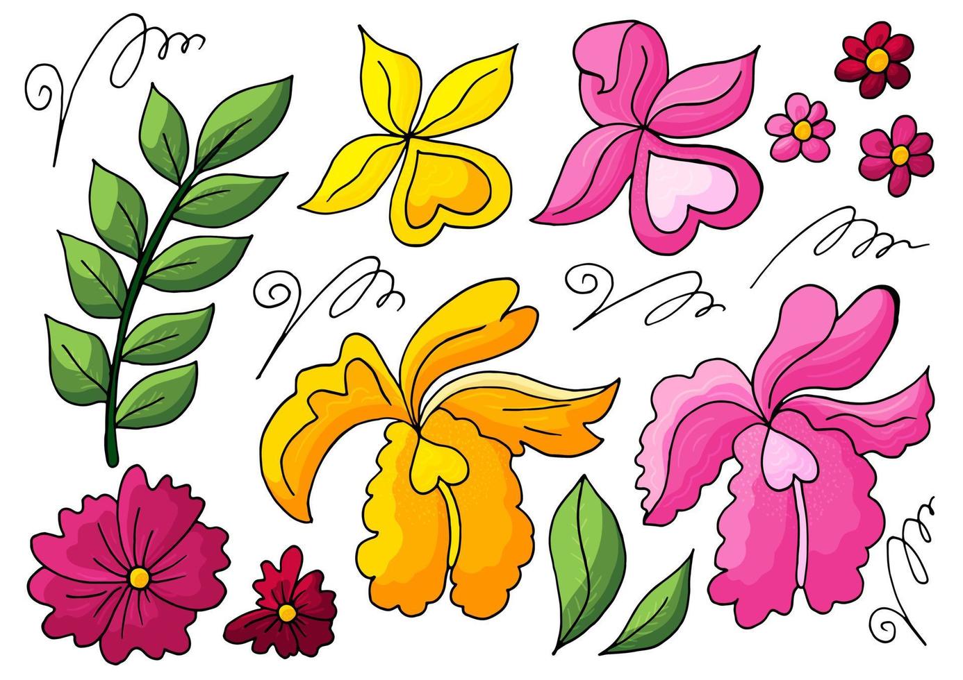 illustration florale dans le style de dessin à la main vecteur