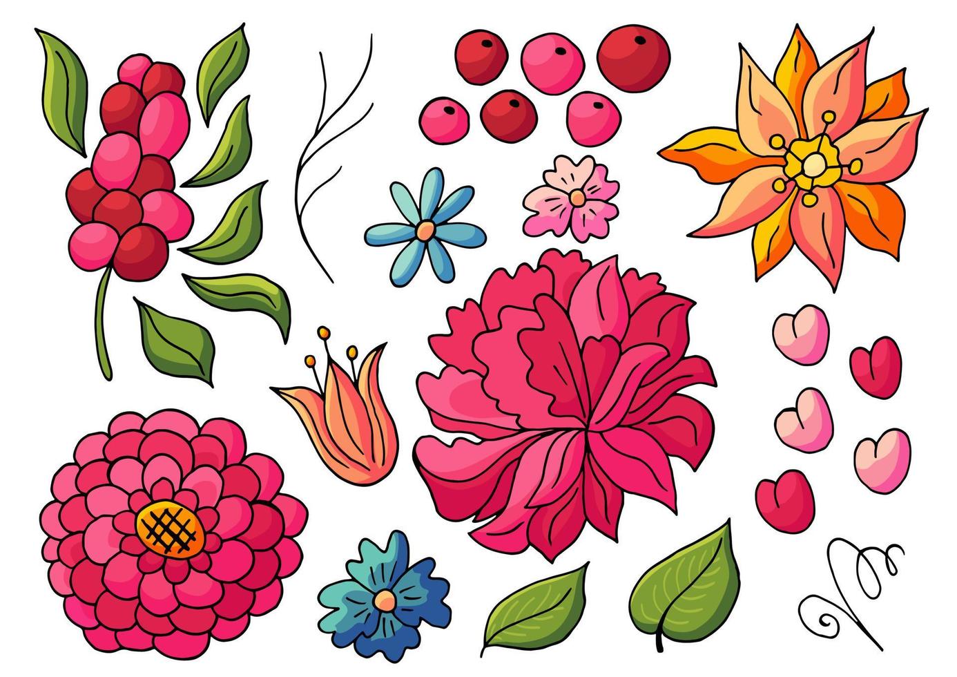 illustration florale dans le style de dessin à la main vecteur