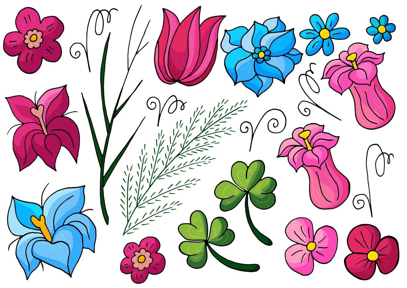 illustration florale dans le style de dessin à la main vecteur
