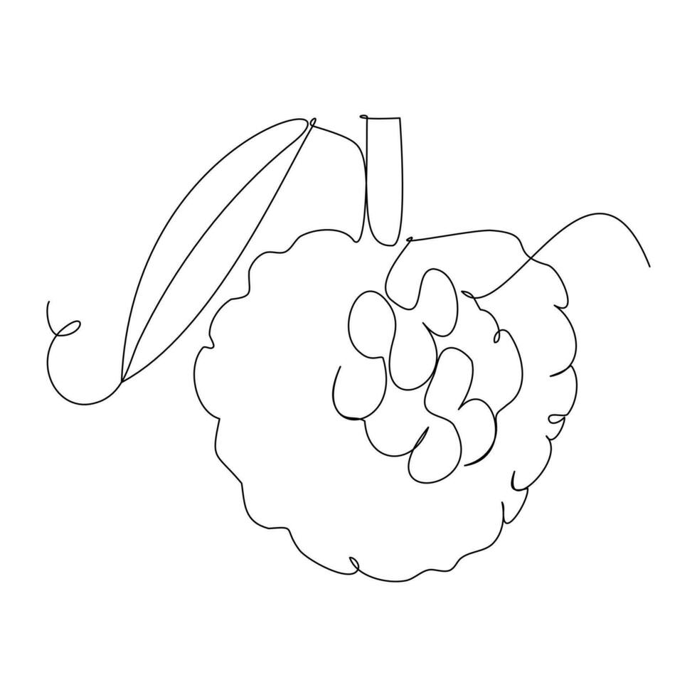sucre Pomme tropical fruit continu ligne dessin vecteur