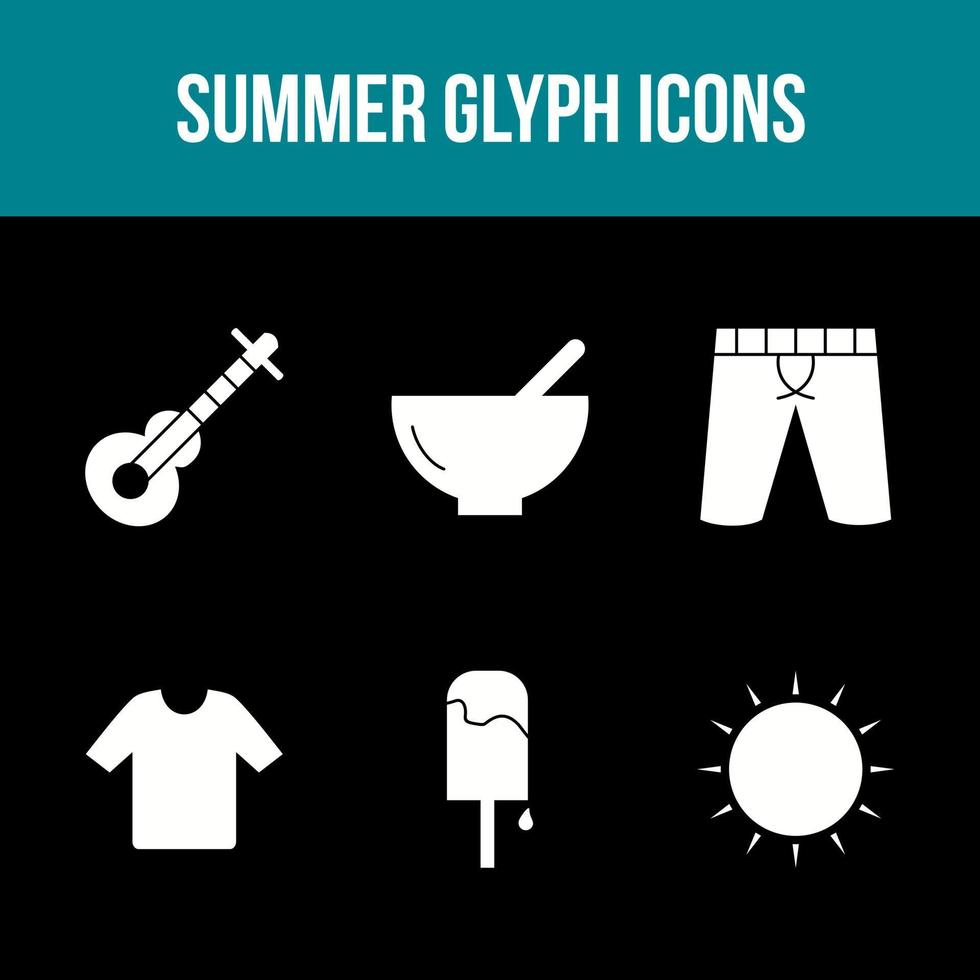 jeu d'icônes de vecteur de glyphe d'été unique