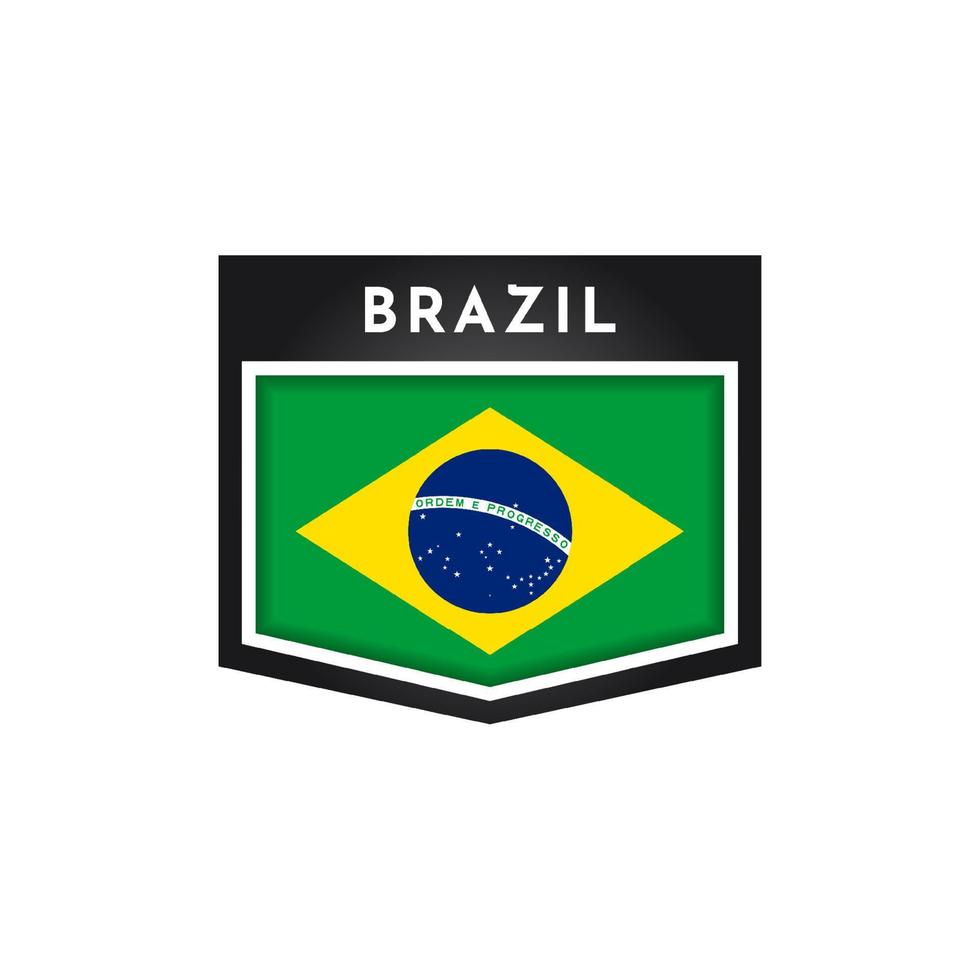 drapeau du brésil avec la conception de modèle d'étiquette d'insigne d'emblème vecteur