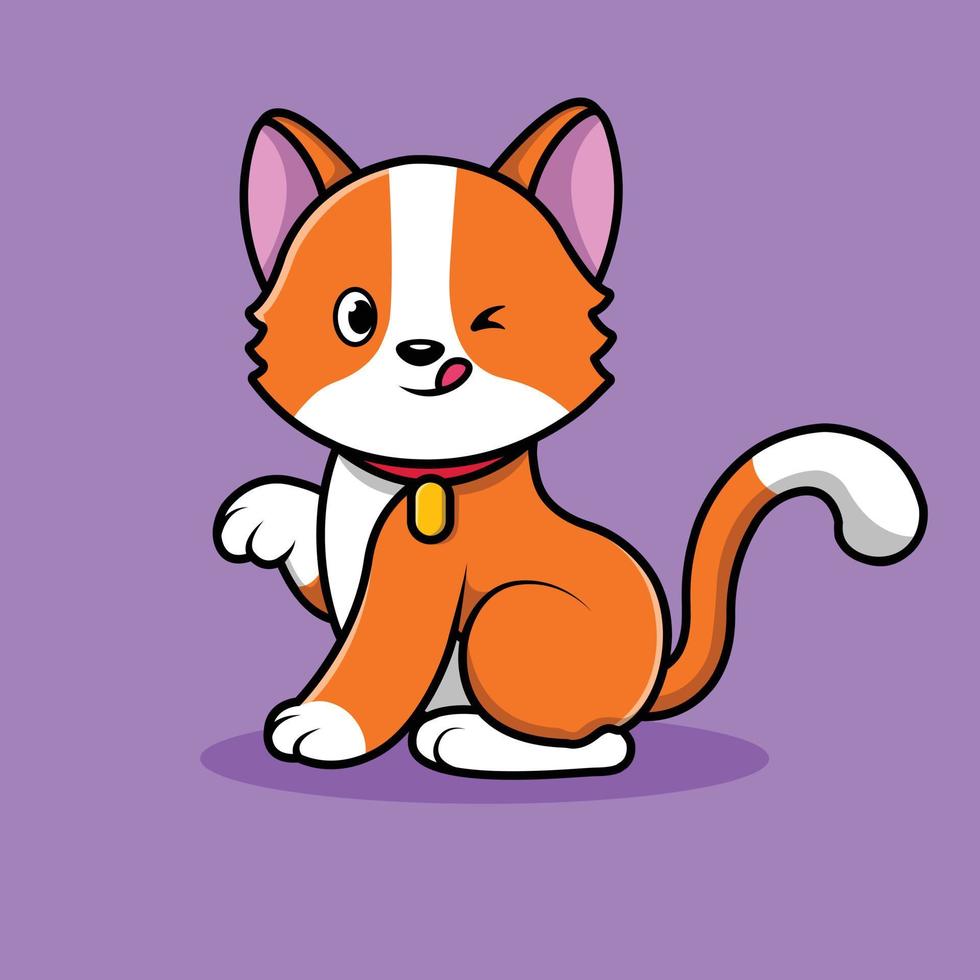 illustration mignonne de chat porte-bonheur vecteur