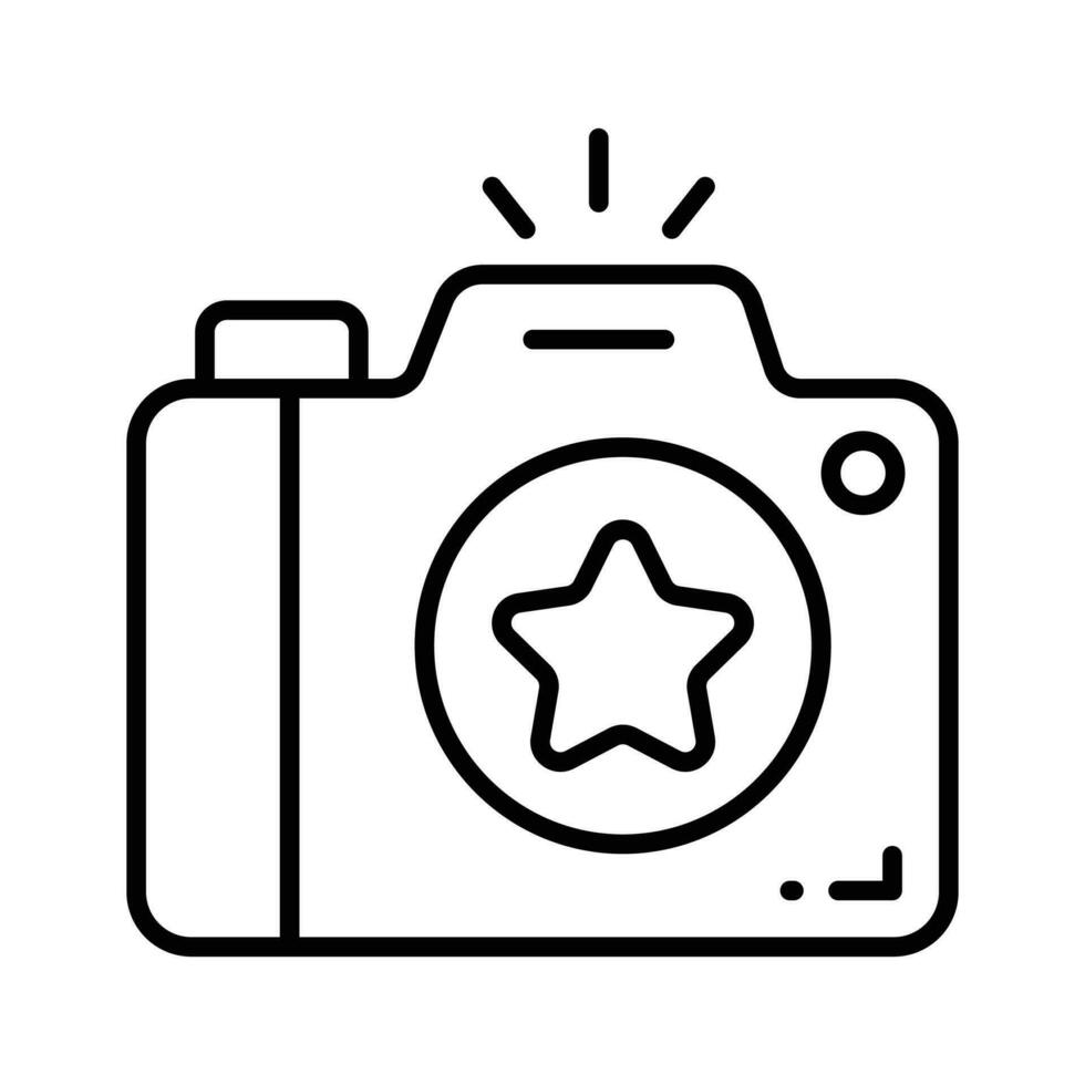 photo caméra avec lentille et bouton montrant concept icône de la photographie dans branché style vecteur