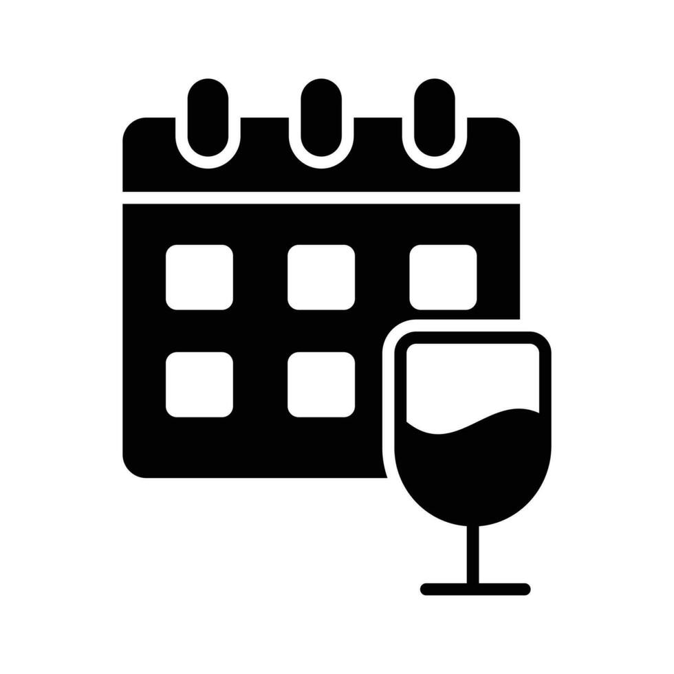 calendrier avec boisson verre montrant concept icône de annuel un événement vecteur conception
