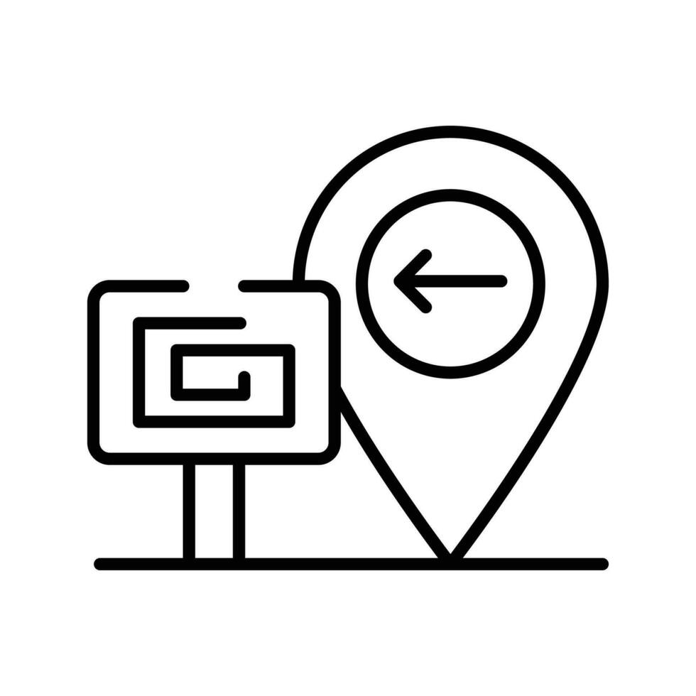 directionnel La Flèche à l'intérieur carte épingle avec enseigne montrant concept icône de construction site vecteur
