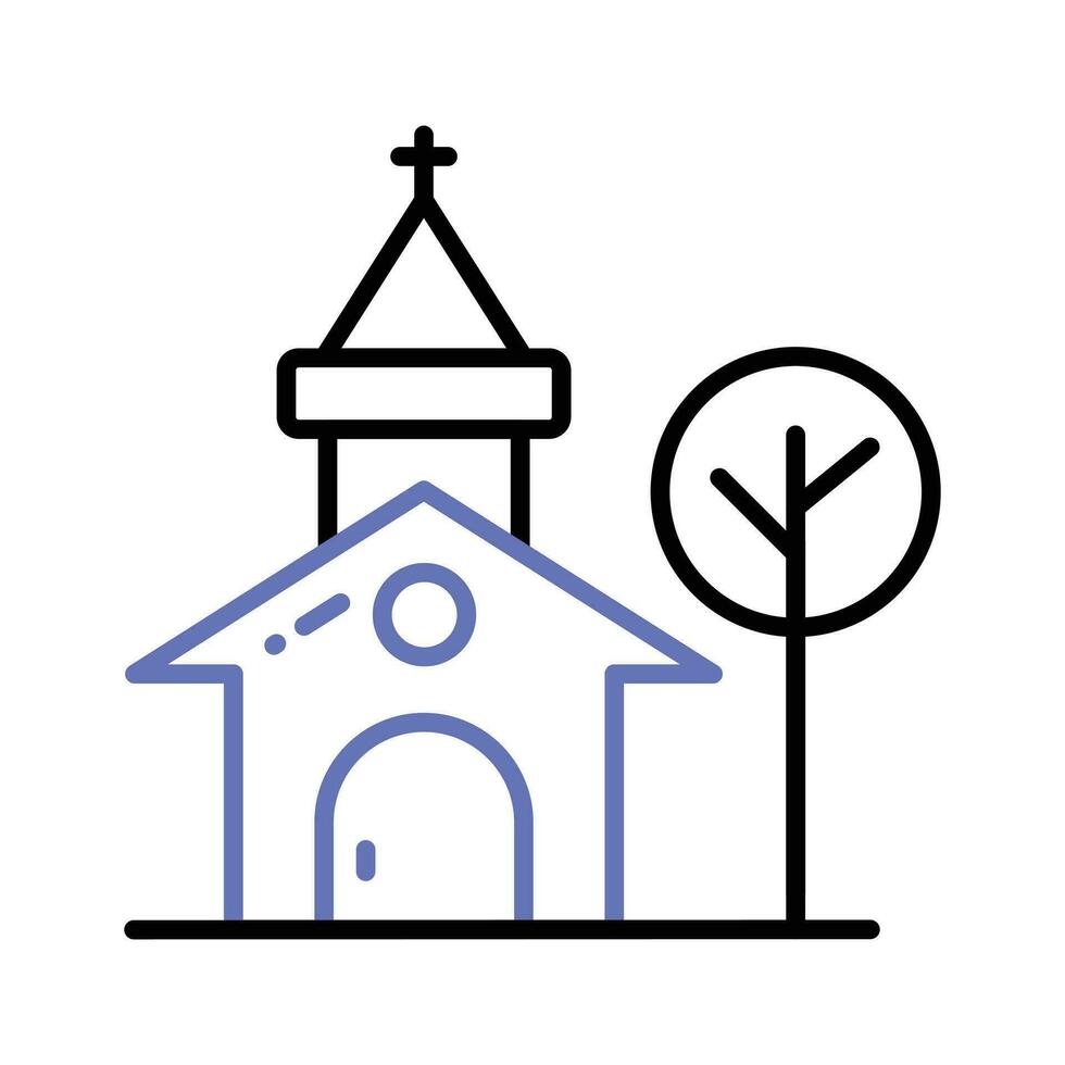 une christianisme maison vecteur plat style, église icône branché conception