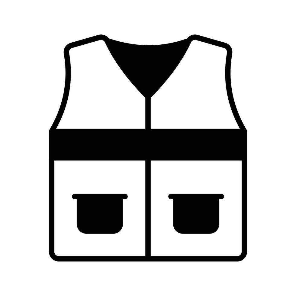 un icône de sécurité veste dans moderne style, protecteur veste, construction gilet vecteur