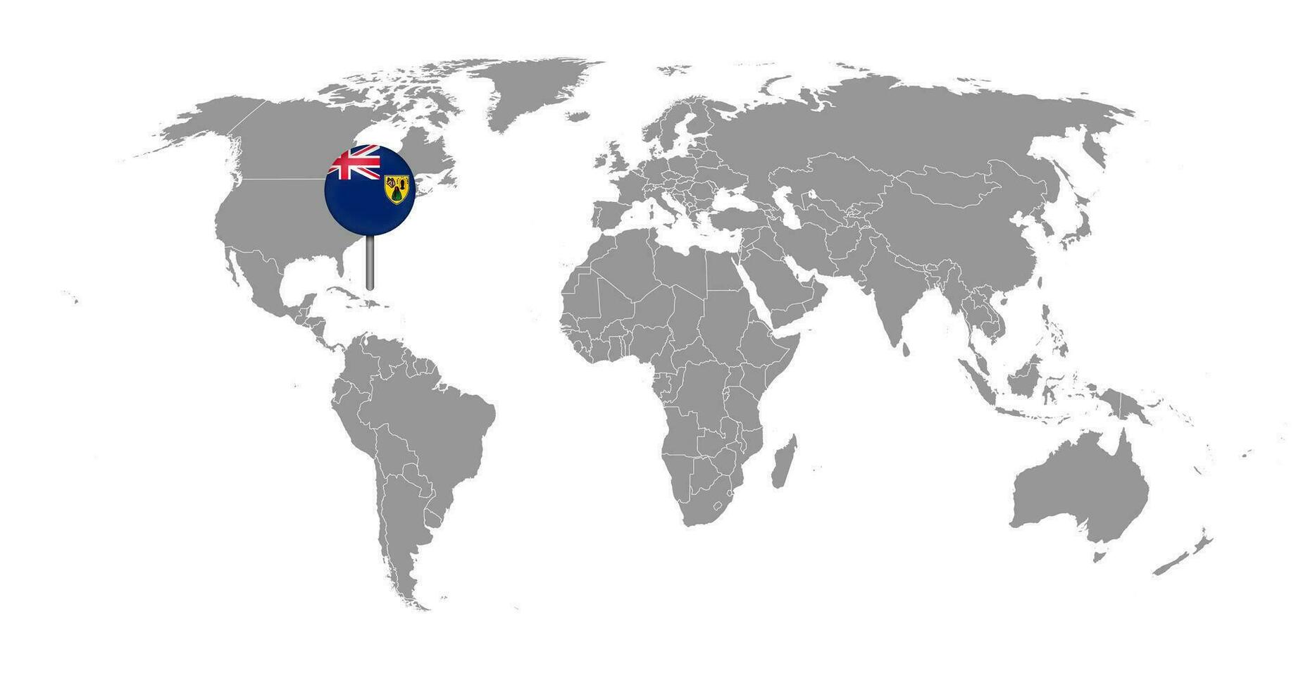 épinglez la carte avec le drapeau des îles turks et caicos sur la carte du monde. illustration vectorielle. vecteur