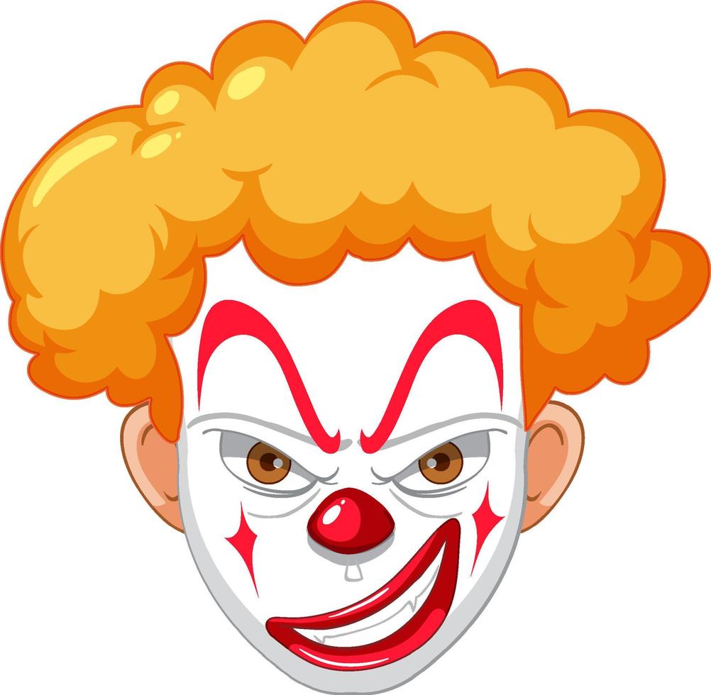 visage de clown effrayant sur fond blanc vecteur