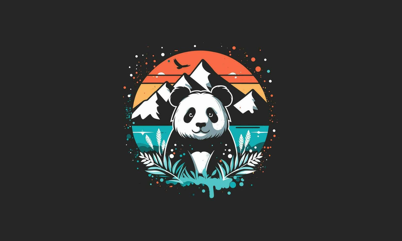 Panda sur Montagne vecteur illustration plat conception