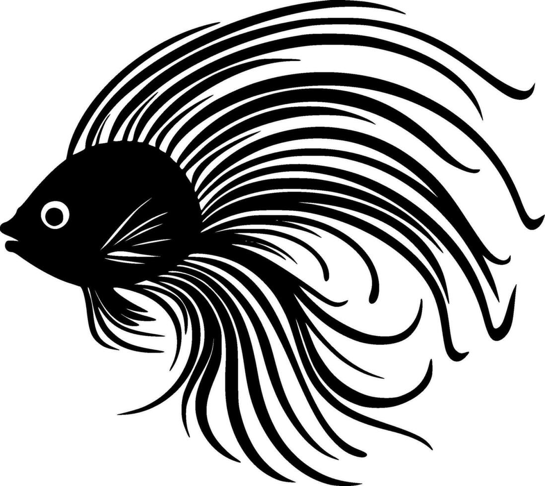 poisson - noir et blanc isolé icône - vecteur illustration